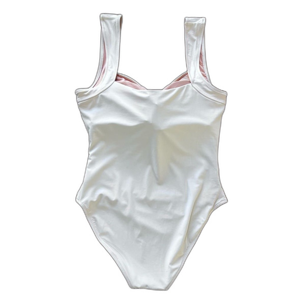 J.Crew Ruched Squareneck One-Piece Swimsuit NWT Women’s 16 Natural Full Coverage - Picture 3 of 9